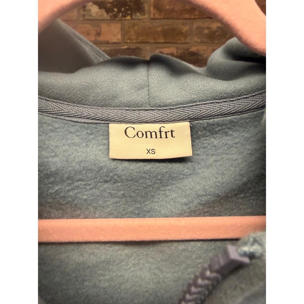 Comfrt Cloud Zip Hoodie Light Blue Oversized Fleece Sweatshirt XS - Picture 2 of 5